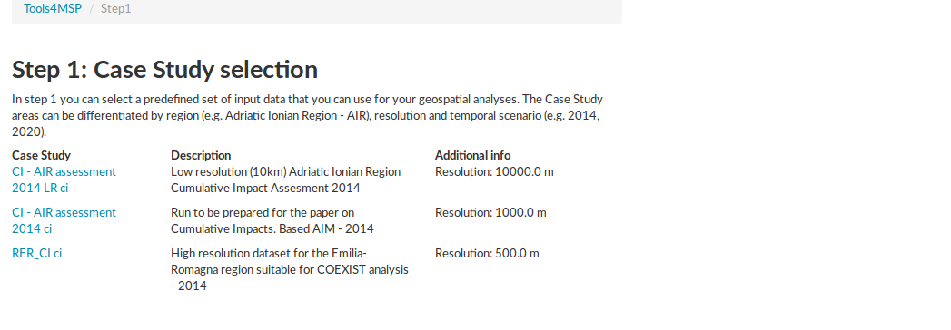 Step 1: Case study selection